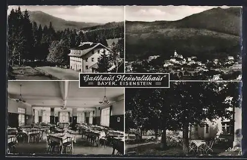 AK Bayerisch Eisenstein, Gasthaus Neuwaldhaus, Innen- & Aussenansicht, Ortsansicht