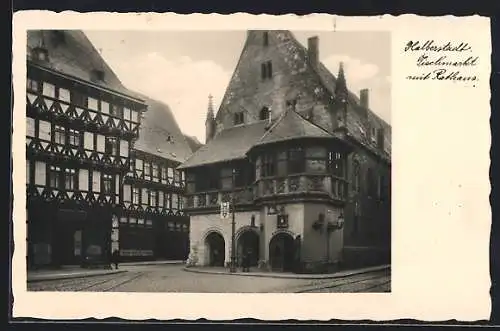 AK Halberstadt, Fischmarkt mit Rathaus