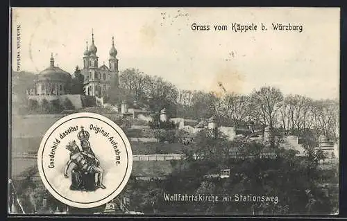 AK Würzburg, Käppele, Wallfahrtskirche mit Stationsweg, Gnadenbild