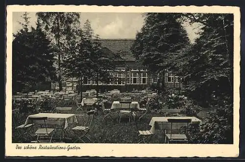 AK Hoberge über Bielefeld, Gasthaus Waldfrieden, Restaurants-Garten