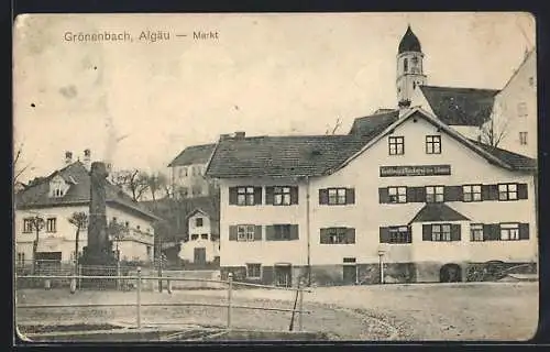 AK Grönenbach /Allgäu, Markt mit Gasthaus zum Löwen