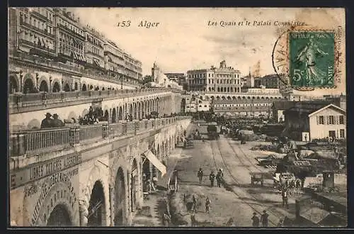 AK Alger, Les Quais et le Palais Consulaire