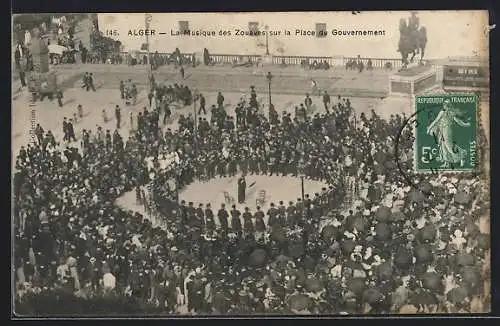 AK Alger, La Musique des Zouaves ssur la Place du Gouvernement