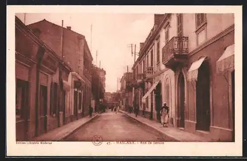 AK Mascara, Rue de Séville, Strassenpartie