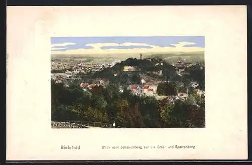 AK Bielefeld, Blick vom Johannisberg auf den Ort und Sparrenberg