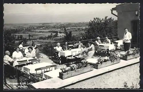 AK Weissenfels, Terrassen-Cafe Leissling mit Panorama