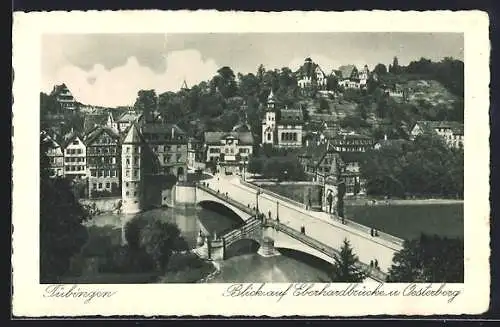 AK Tübingen, Blick auf Eberhardbrücke und Oesterberg