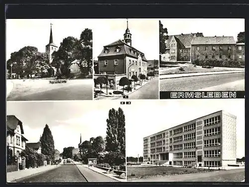 AK Ermsleben, Rathaus, Bahnhofstrasse, Polytechnische Oberschule