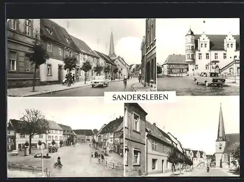 AK Sandersleben, Friedensstrasse, Rathaus, Karl-Marx-Platz