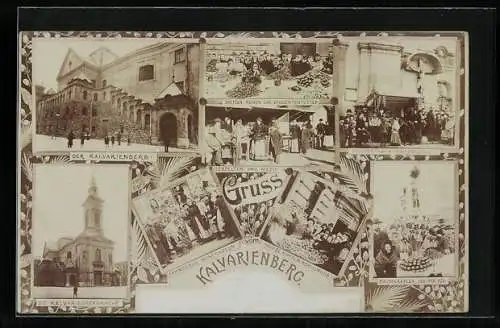 AK Wien, Kalvarienberg mit Kalvarienbergkirche, Rosenkränze u. Heiligenbilder