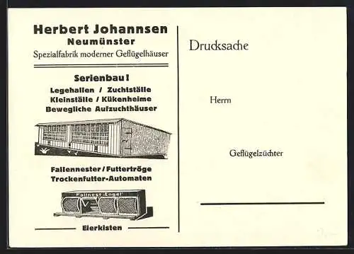 AK Neumünster, Spezialfabrik moderner Geflügelhäuser, Herbert Johannsen