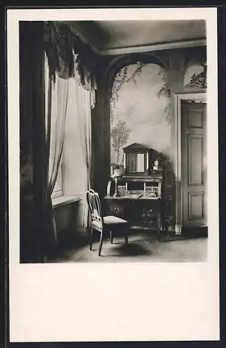 Foto-AK Deutscher Kunstverlag, Nr. Pz 3: Schloss Paretz, Schlafzimmer, Schreibtischecke