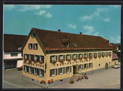 AK Denzlingen bei Freiburg, Gasthof Hirschen aus der Vogelschau