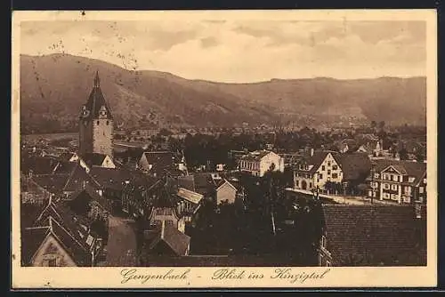 AK Gengenbach, Blick über die Stadt ins Kinzigtal