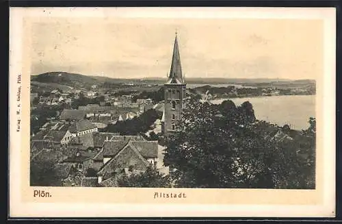 AK Plön, Altstadt mit Seeblick aus der Vogelschau