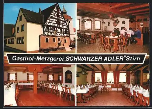 AK Pleinfeld-Stirn, Gasthof-Metzgerei Schwarzer Adler, Innen - & Aussenansicht