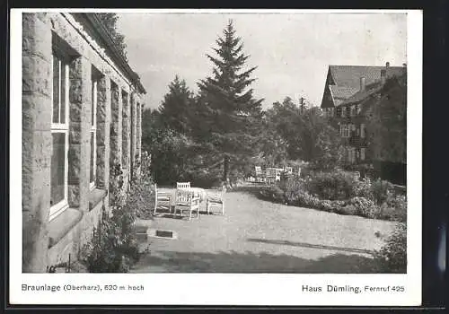 AK Braunlage /Harz, Pension Haus Dümling, Gartenpartie