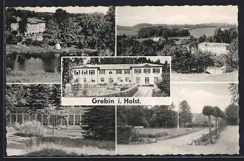 AK Grebin i. Holst., Erholungsheim, Strassen- und Gartenpartie