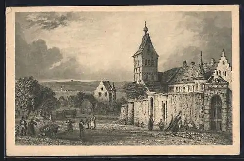 Künstler-AK Reichenau / Bodensee, Kloster Reichenau 1830