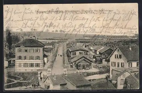 AK Münsingen, Eingang in das Barackenlager vom Truppenübungsplatz