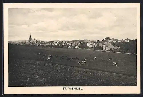 AK St. Wendel, Ortsansicht mit Kirche