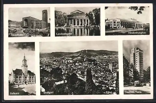 AK Stuttgart, Hauptbahnhof, Tagblatt-Turm, Hindenburgbau