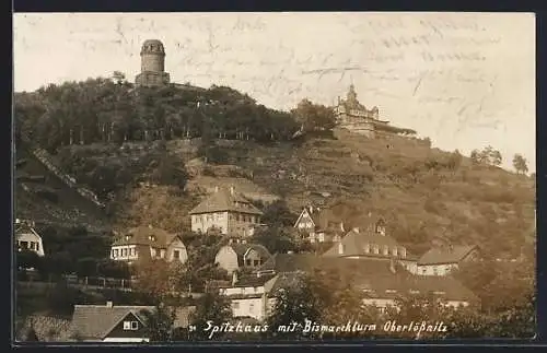 AK Oberlössnitz, Spitzhaus mit Bismarckturm