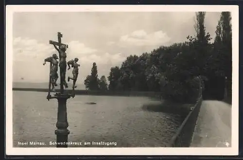 AK Mainau, Schwedenkreuz am Inselzugang