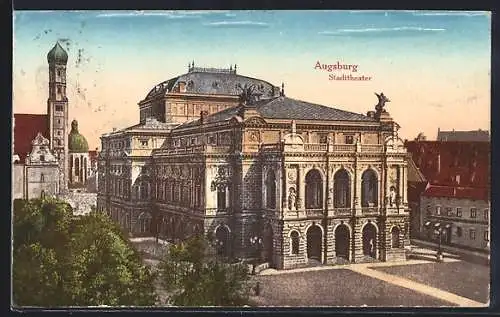 AK Augsburg, Blick auf das Stadttheater