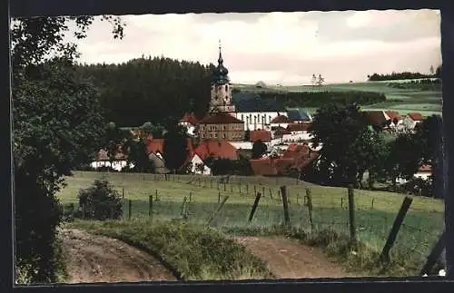 AK Marienweiher im Frankenwald, Ortsansicht von einem Feldweg aus