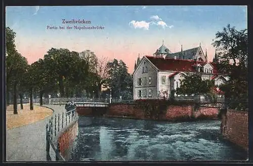 AK Zweibrücken, Partie an der Napoleonsbrücke
