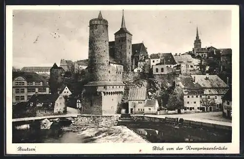 AK Bautzen, Blick von der Kronprinzenbrücke