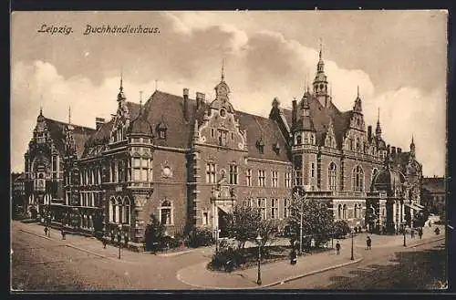 AK Leipzig, Buchhändlerhaus und Strasse