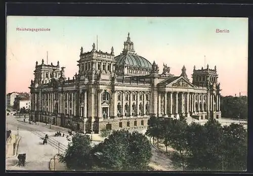 AK Berlin-Tiergarten, Reichstagsgebäude aus der Vogelschau