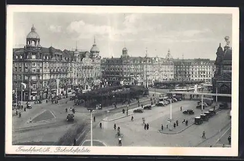 AK Frankfurt a. M., Bahnhofsplatz aus der Vogelschau