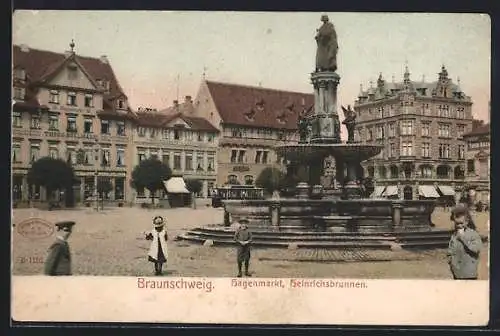 AK Braunschweig, Hagenmarkt, Heinrichsbrunnen