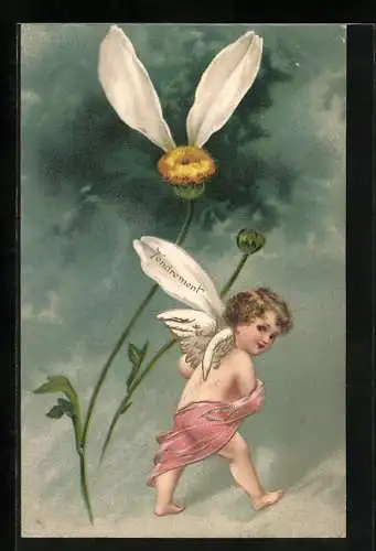 AK Engel stiehlt Blatt vom Blumenorakel