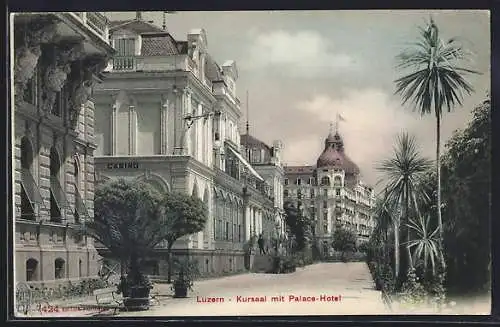 AK Luzern, Kursaal mit Palace-Hotel