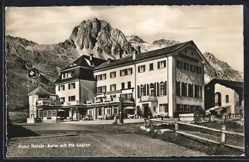 AK Maloja-Kulm, Tankssäule vor dem Hotel Maloja-Kulm