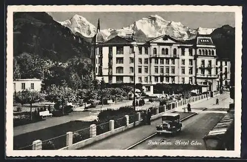 AK Interlaken, Strassenpartie am Hotel Eden