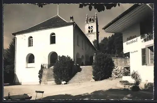 AK Gsteig b. Wilderswil, Gasthaus Steinbock und Kirche