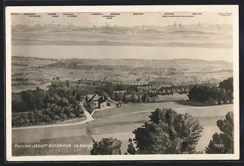 AK La Sauge, Pension Jaquet-Ducommun, Alpes vue du Cret de La Sauge