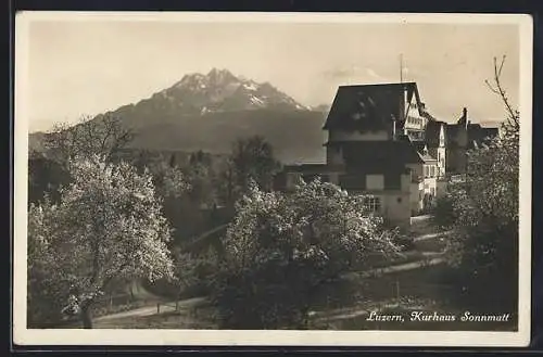 AK Luzern, Kurhaus Sonnmatt mit Bergblick