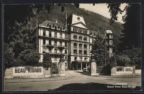 AK Interlaken, Grand Hotel Beau-Rivage mit Einfahrt