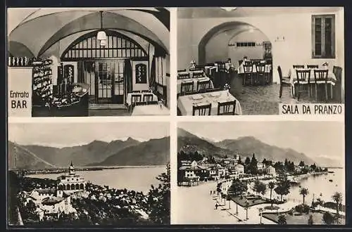 AK Locarno, Albergo-Ristorante dell`Angelo A. Dadó, Sala da Pranzo, Entrata Bar, Veduta generale