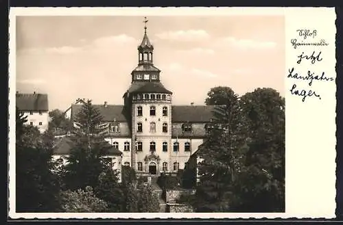 AK Hainewalde, Schloss aus der Vogelschau