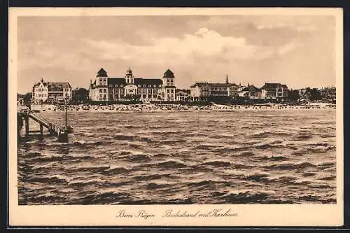 AK Binz /Rügen, Badestrand mit Kurhaus