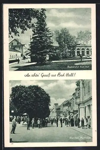 AK Bad Hall, Badeanstalt, Marktplatz