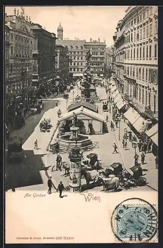 AK Wien, Graben, Flaneure und einspännige Kutschen