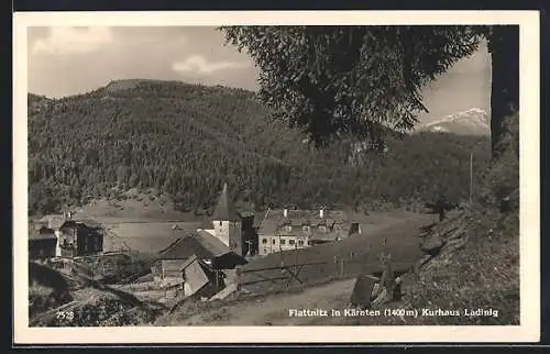 AK Flattnitz, Ortsansicht mit Kirche und Kurhaus Ladinig